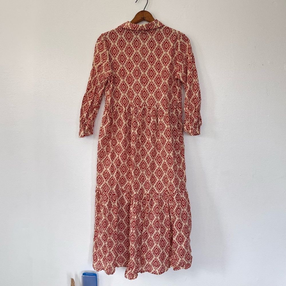 NWOT Zara Printed Midi Long Sleeve Ruffled Sundress Sz S - Picture 9 of 11